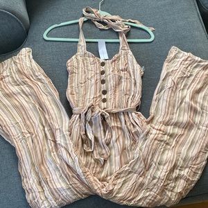 American Eagle Jumpsuit pastel striped size small halter brand new with tags